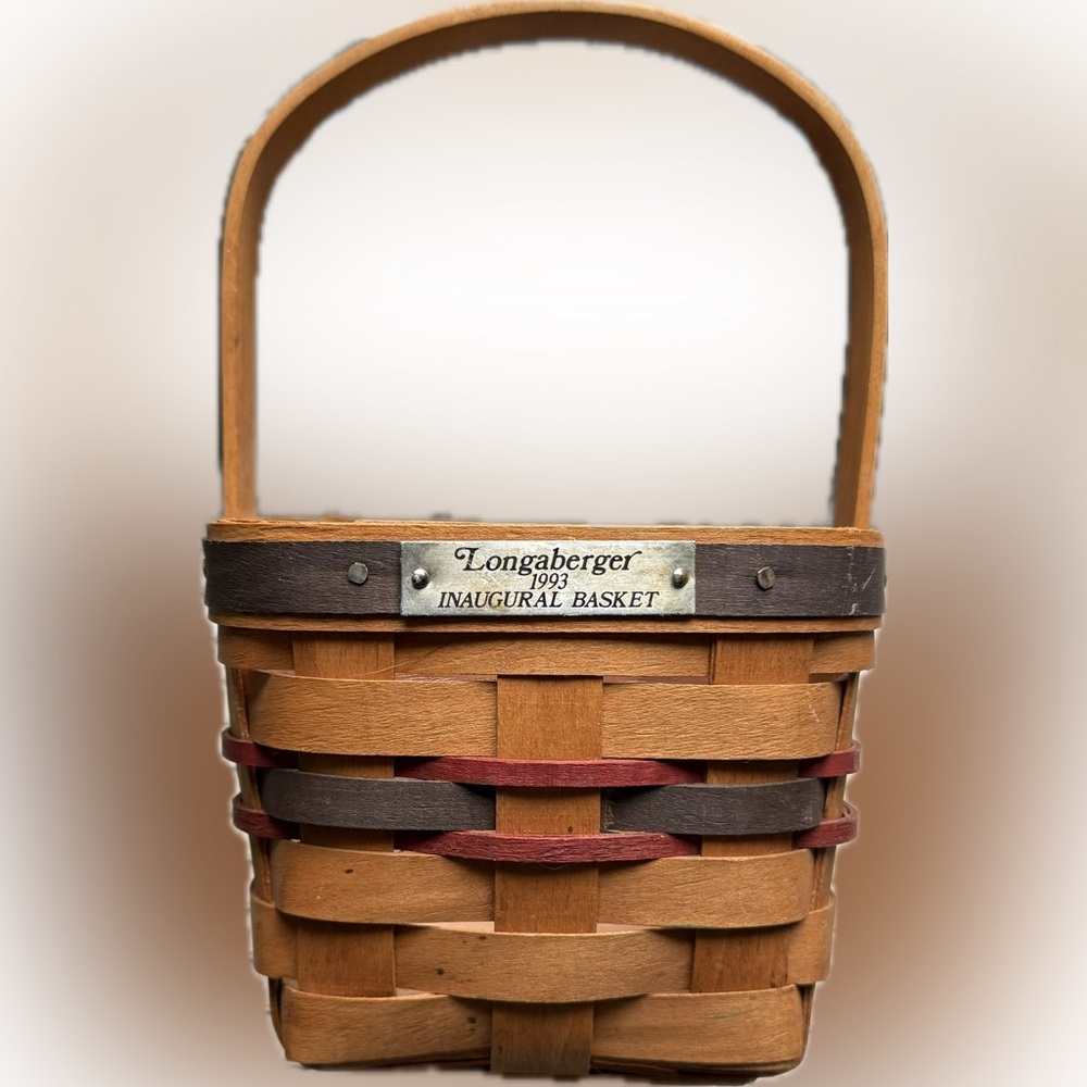🧺 Handwoven Longaberger 1993 Inaugural Basket with Blue and Red Weave
